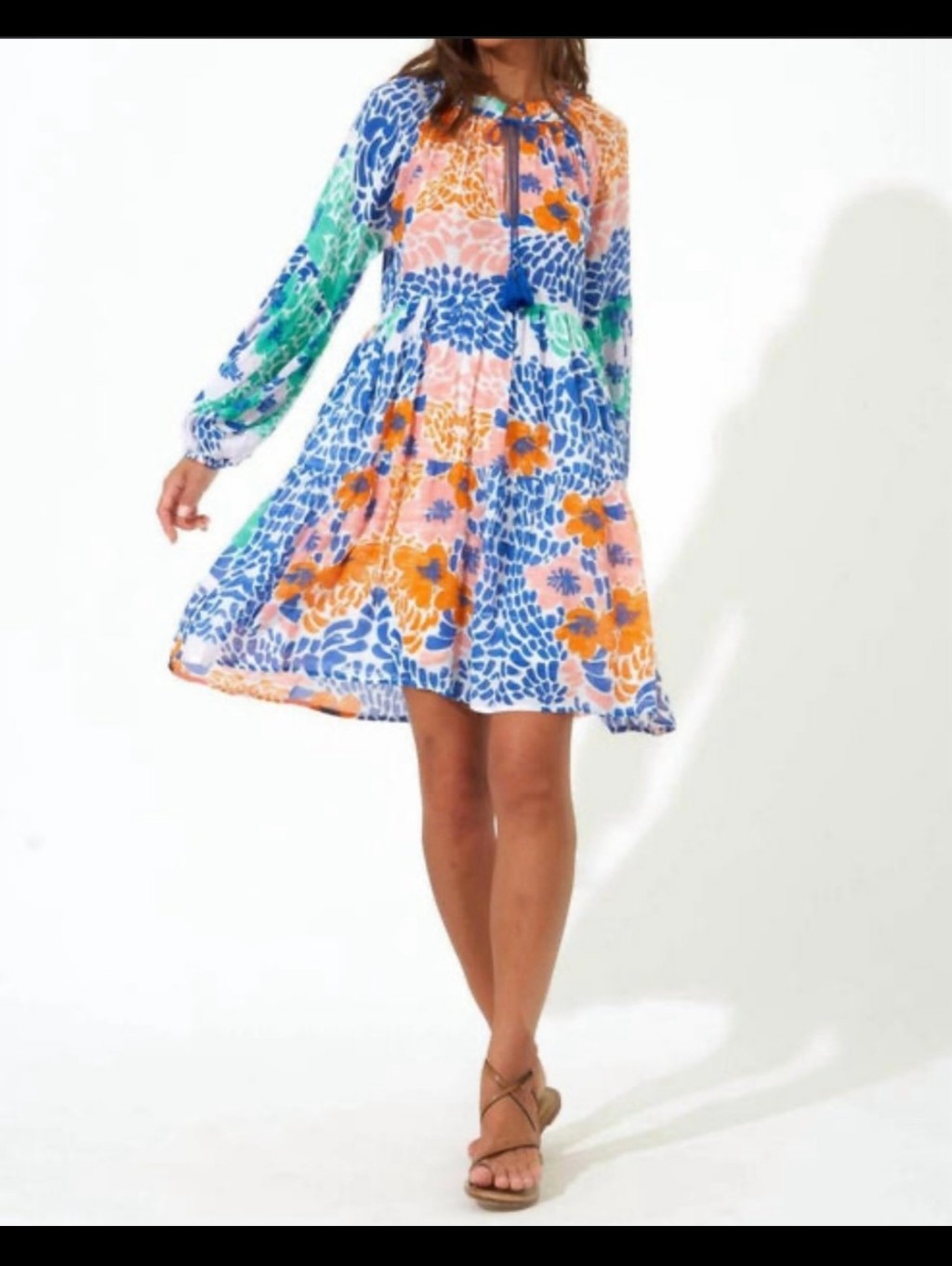 Oliphant Balloon Sleeve Short Dress In Blue Antigua Size Small